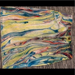 vintage dye mini skirt super high waist multicolor